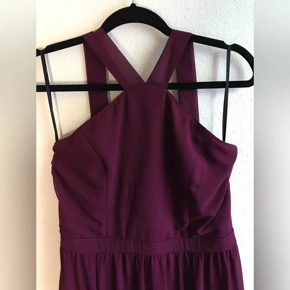 Lulu’s Air of Romance Burgundy High Neck Dress, Sz L, maroon bridesmaids dress - Picture 4 of 6